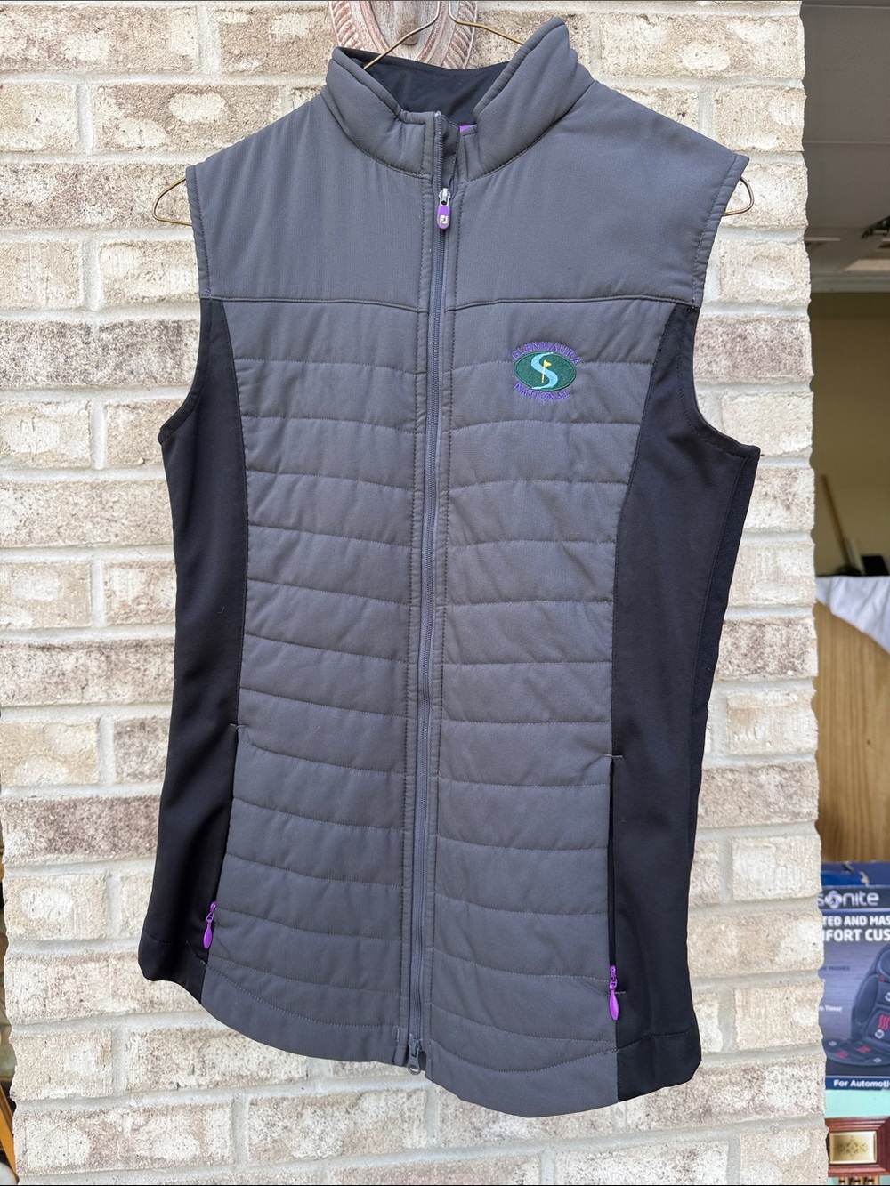 Quilted Gray & Black Women's Vest with Purple Accents